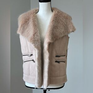 Dolce Cabo size small faux fur and suede open front vest new with tags blush